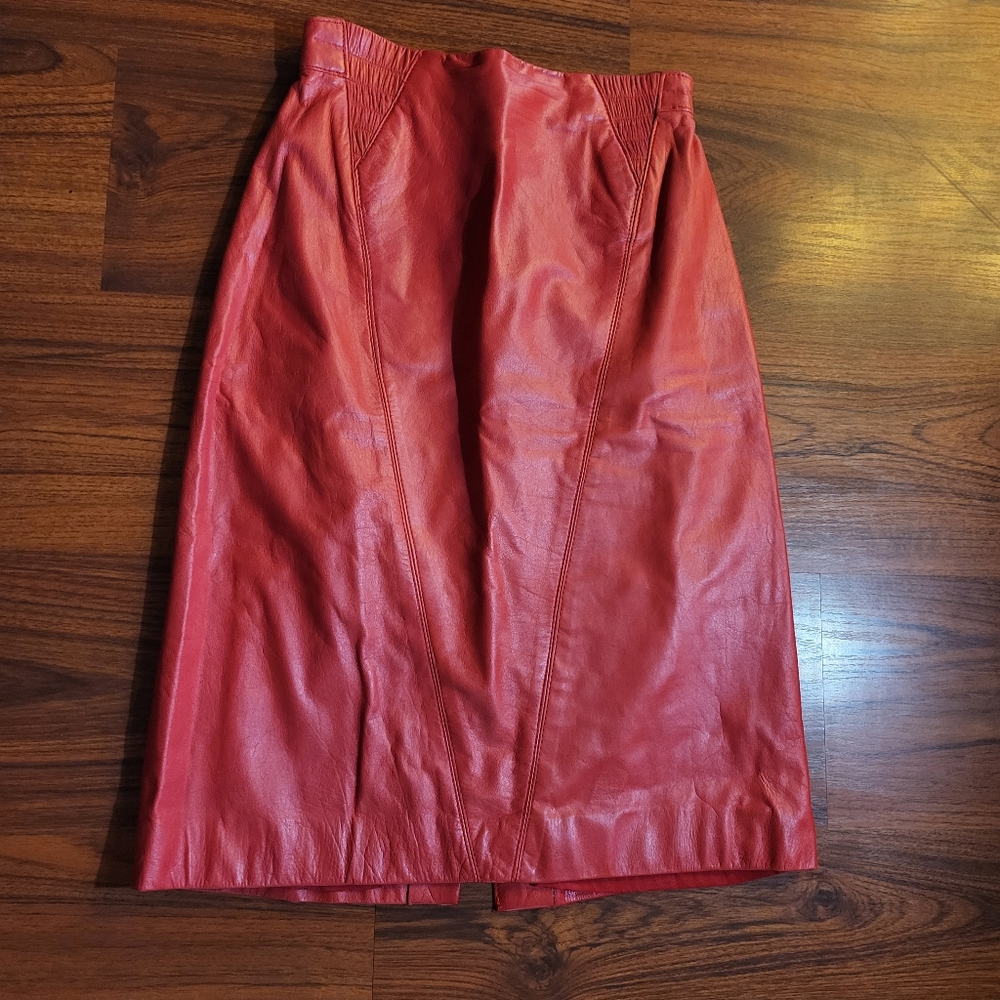 Vintage Red Leather Pencil Skirt sz 6